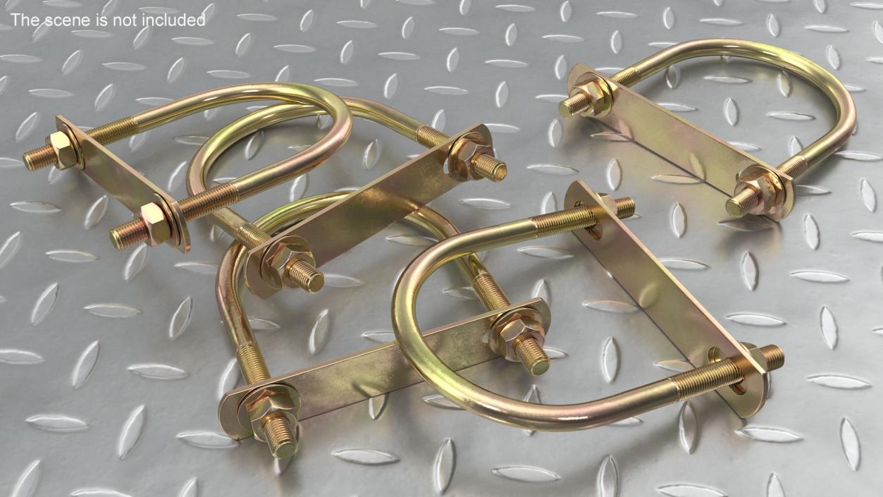 U-Shaped Bracket Brass 3D