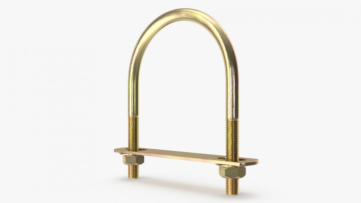 U-Shaped Bracket Brass 3D