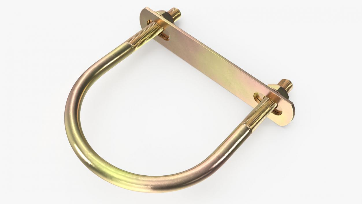 U-Shaped Bracket Brass 3D