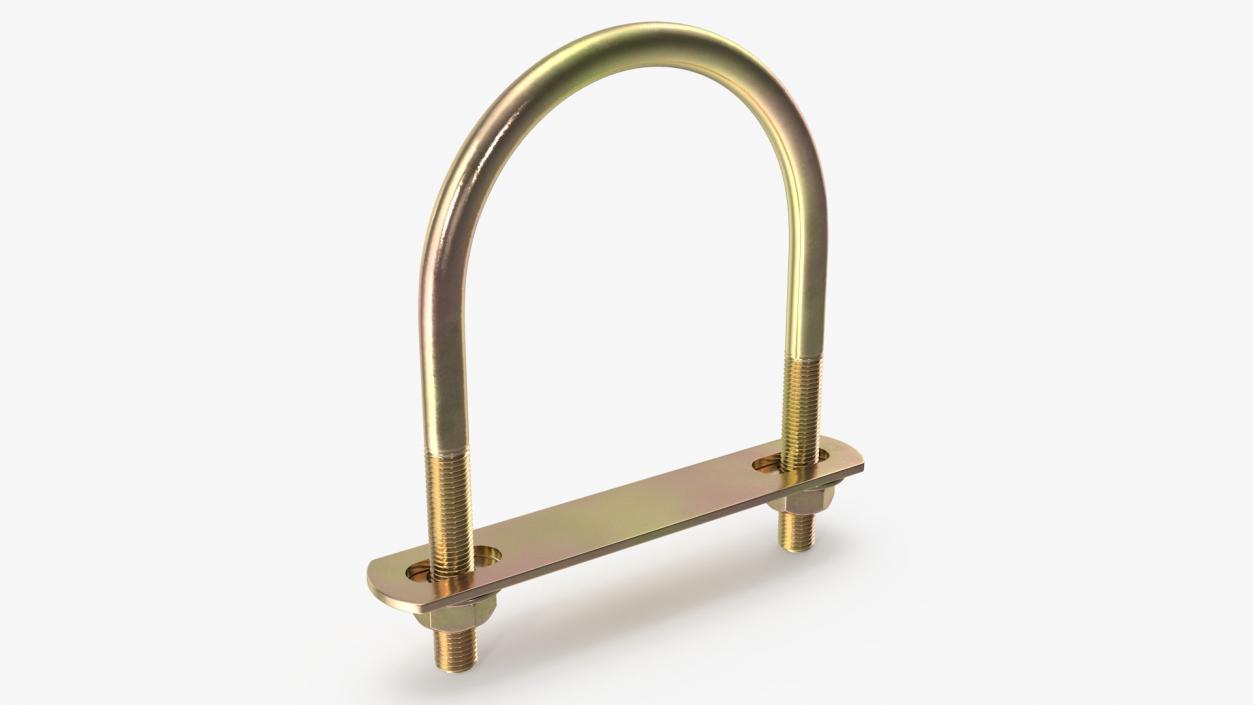 U-Shaped Bracket Brass 3D