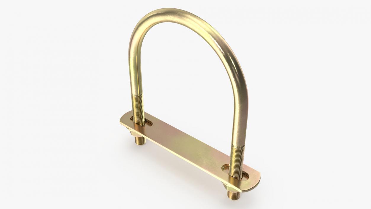 U-Shaped Bracket Brass 3D