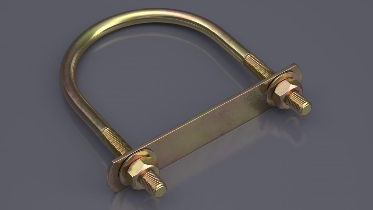 U-Shaped Bracket Brass 3D