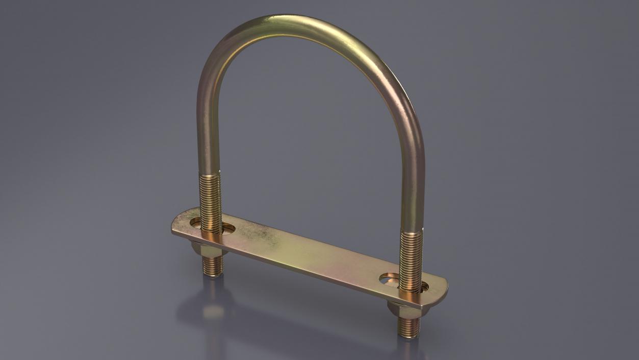 U-Shaped Bracket Brass 3D