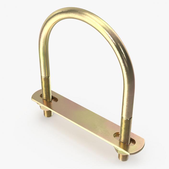 U-Shaped Bracket Brass 3D