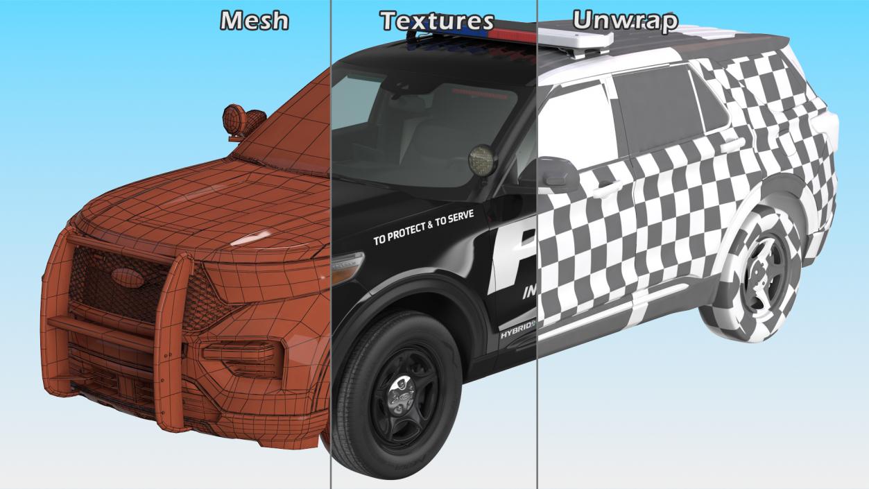 Ford Police Interceptor Utility Hybrid 2020 AWD Rigged 3D model