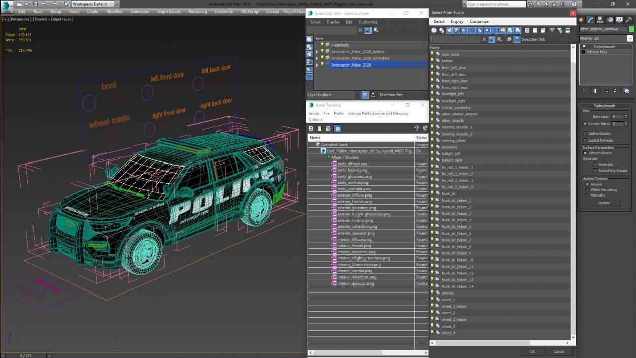 Ford Police Interceptor Utility Hybrid 2020 AWD Rigged 3D model