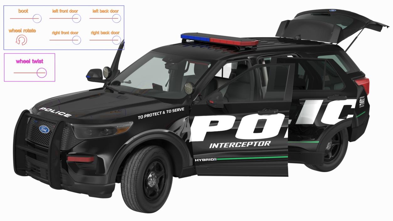 Ford Police Interceptor Utility Hybrid 2020 AWD Rigged 3D model