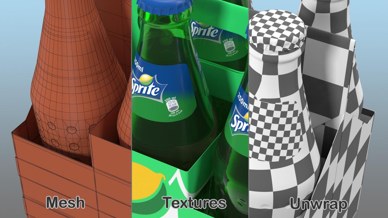 3D Sprite Bottles and Packages Collection model