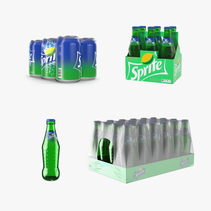 3D Sprite Bottles and Packages Collection model