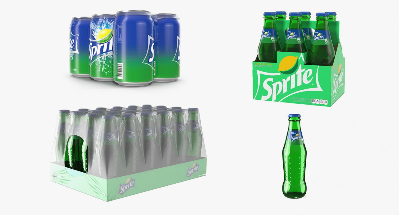 3D Sprite Bottles and Packages Collection model