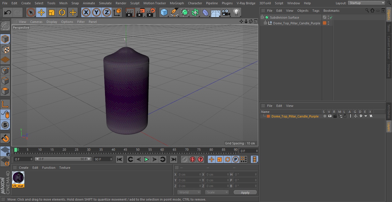 Dome Top Pillar Candle Purple 3D model