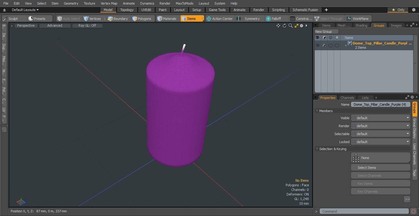 Dome Top Pillar Candle Purple 3D model