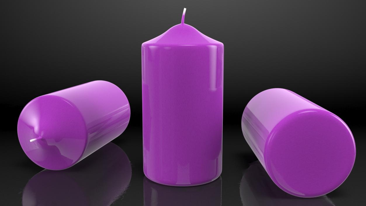 Dome Top Pillar Candle Purple 3D model