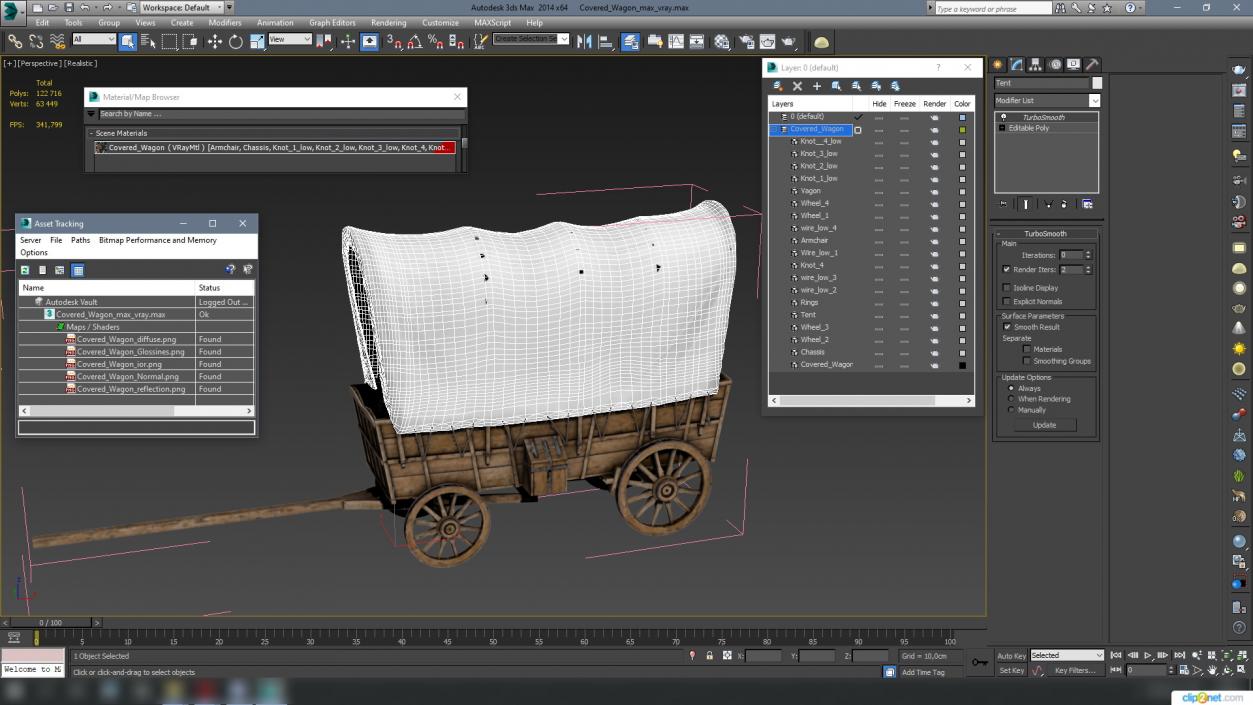 3D Covered Wagon model