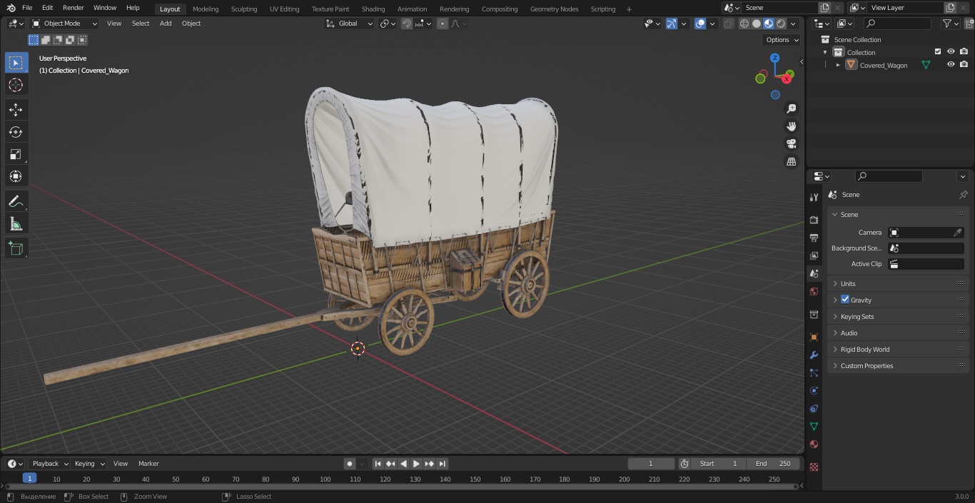 3D Covered Wagon model