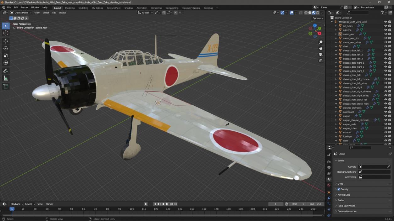 Mitsubishi A6M Zero Zeke 3D model