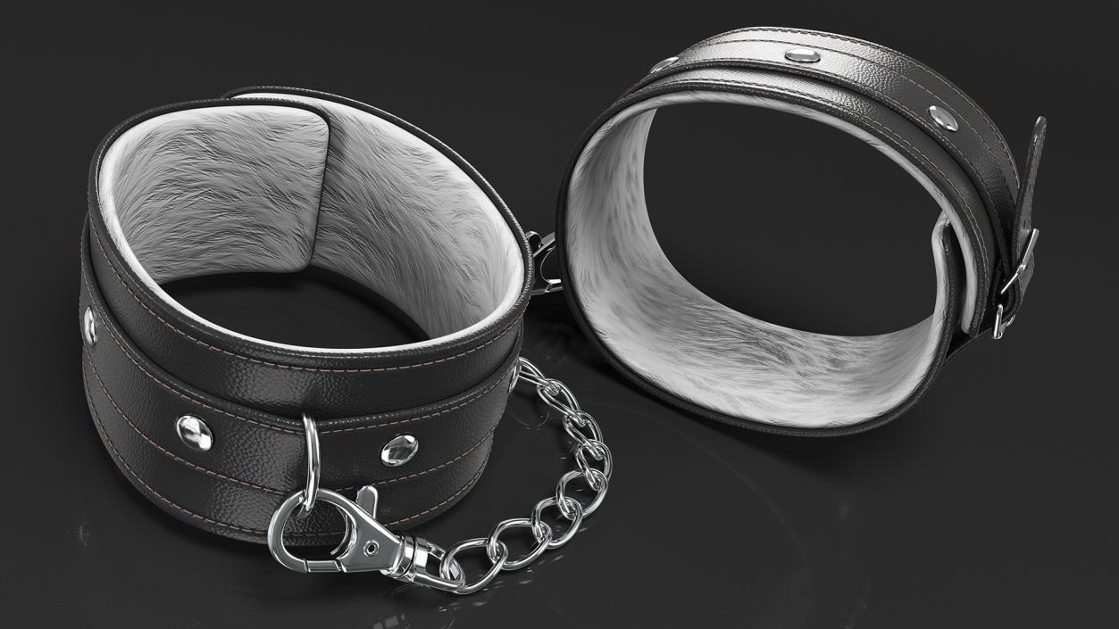 3D model Leather Wrist Cuffs Black