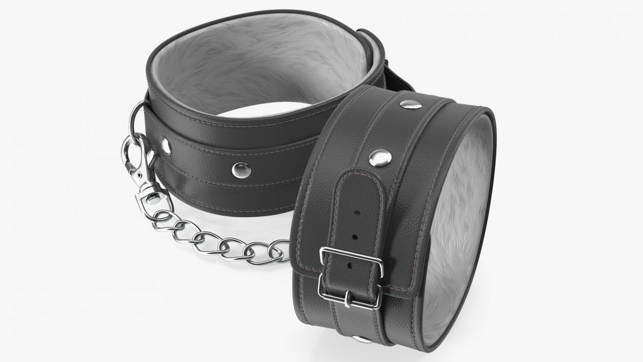 3D model Leather Wrist Cuffs Black