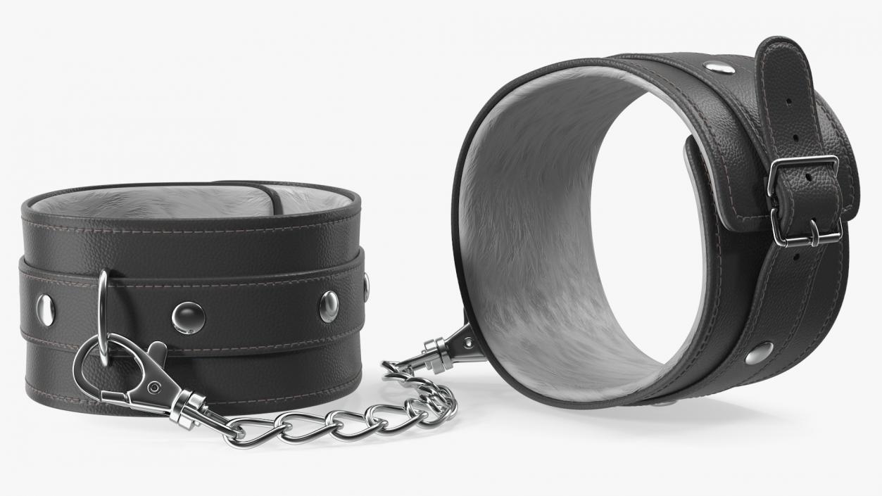 3D model Leather Wrist Cuffs Black