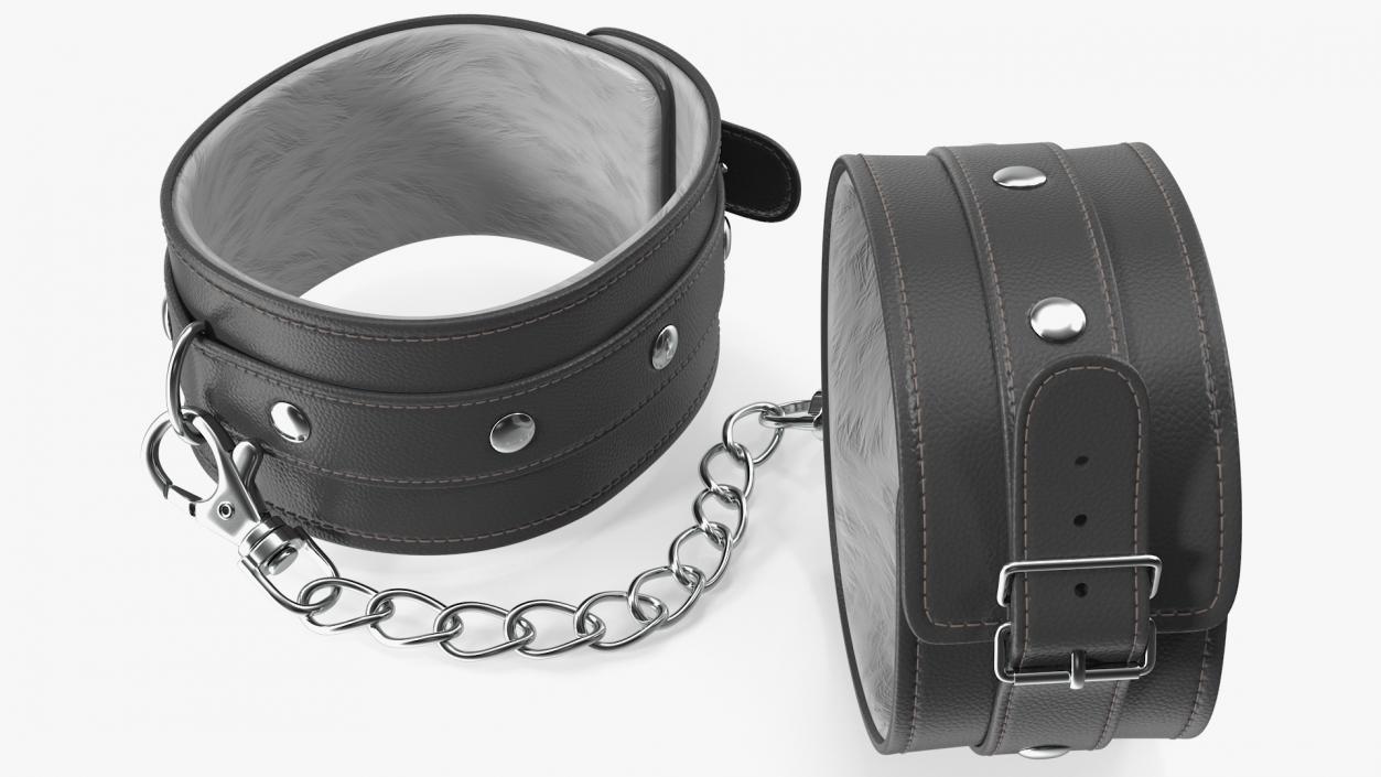 3D model Leather Wrist Cuffs Black