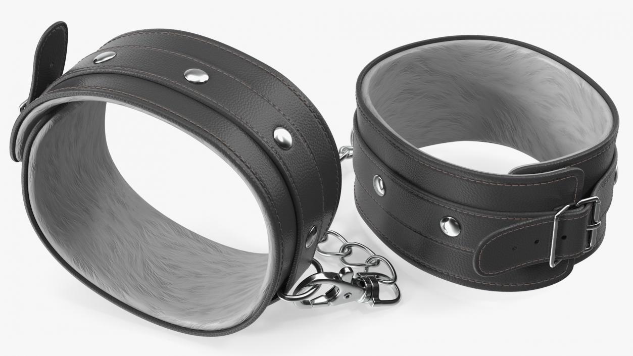 3D model Leather Wrist Cuffs Black