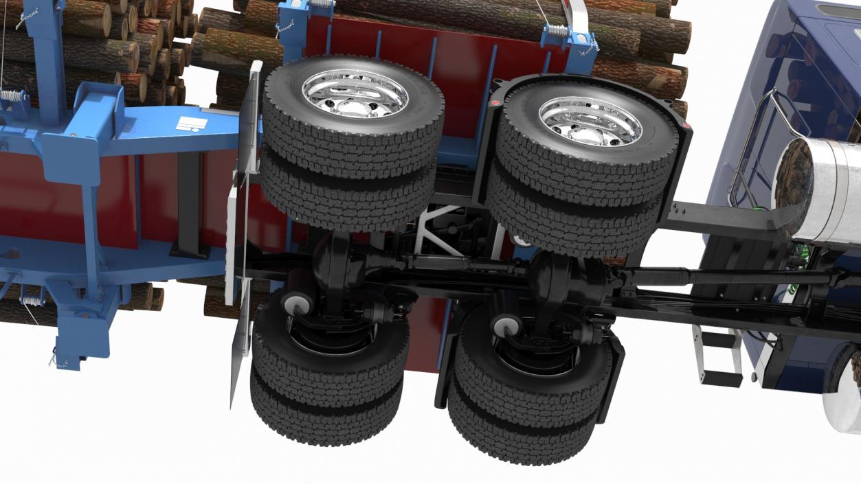 3D model Freight Truck with Logging Trailer with Small Logs