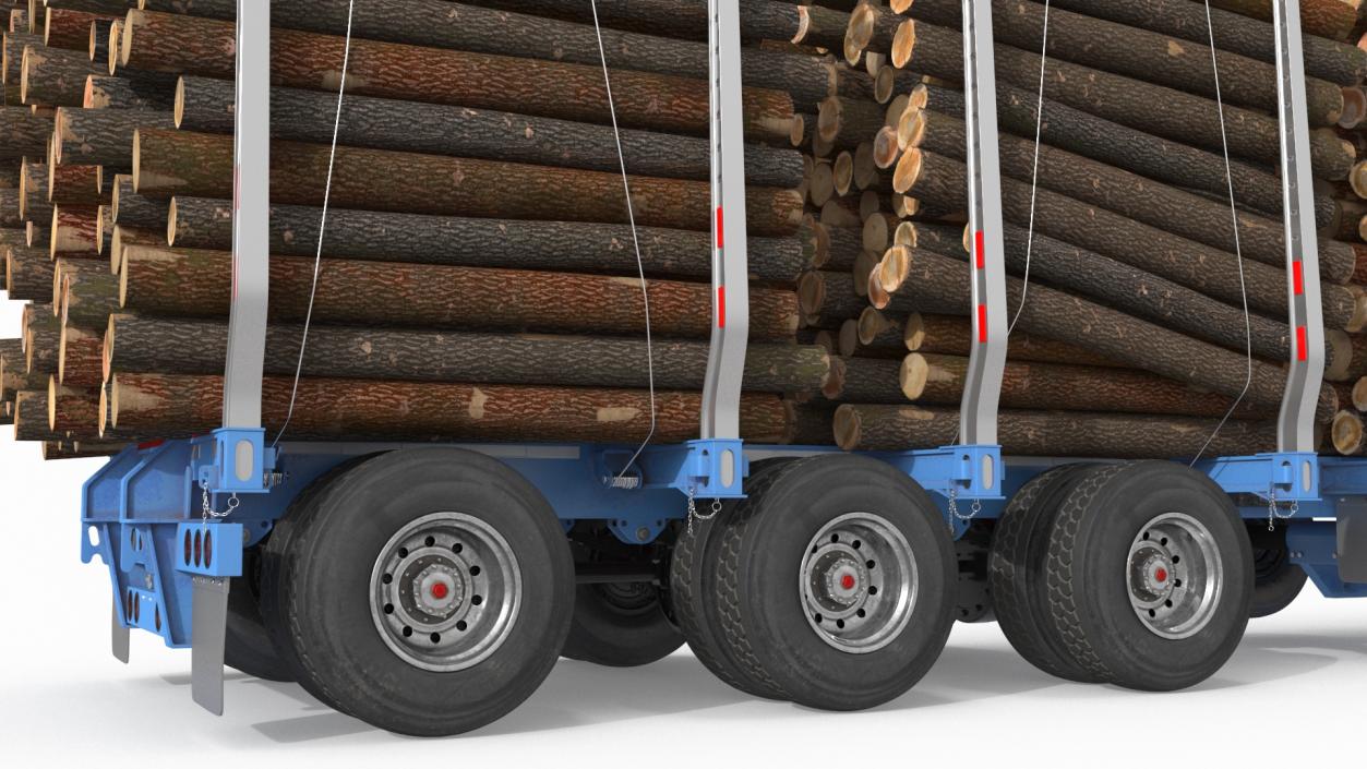 3D model Freight Truck with Logging Trailer with Small Logs