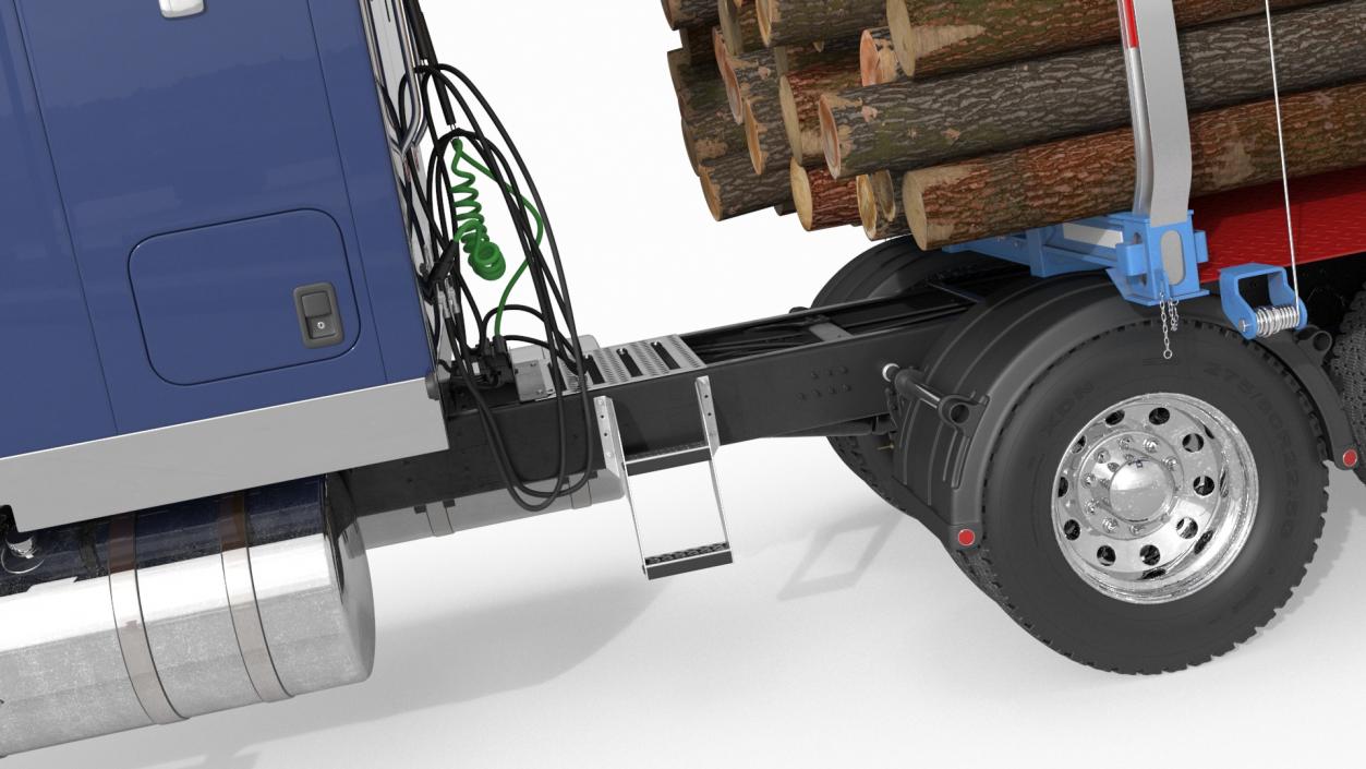 3D model Freight Truck with Logging Trailer with Small Logs