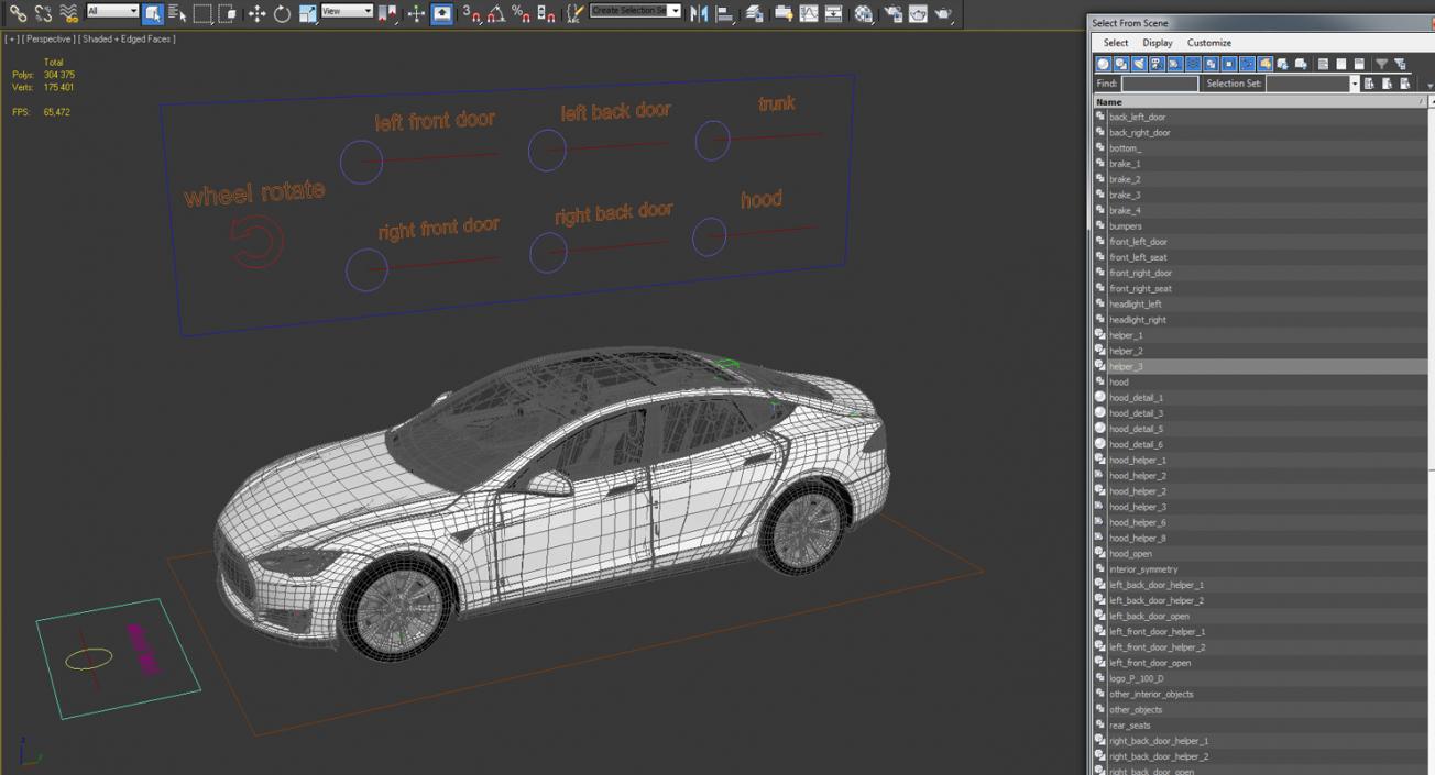 3D model Tesla Model S 100D 2015 Rigged