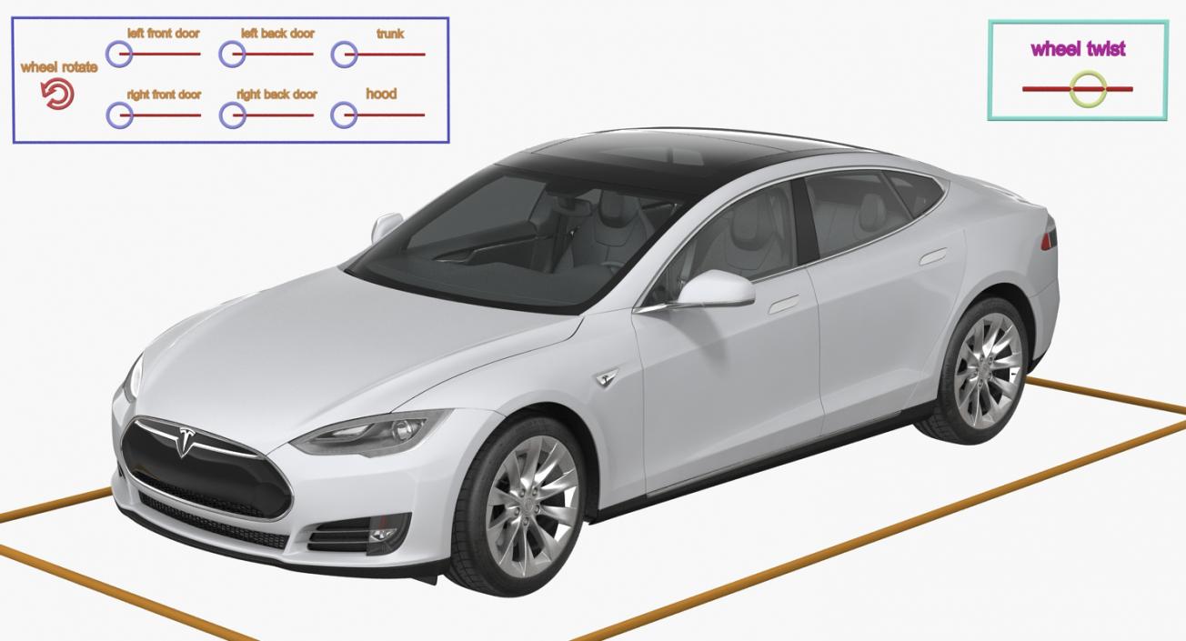 3D model Tesla Model S 100D 2015 Rigged