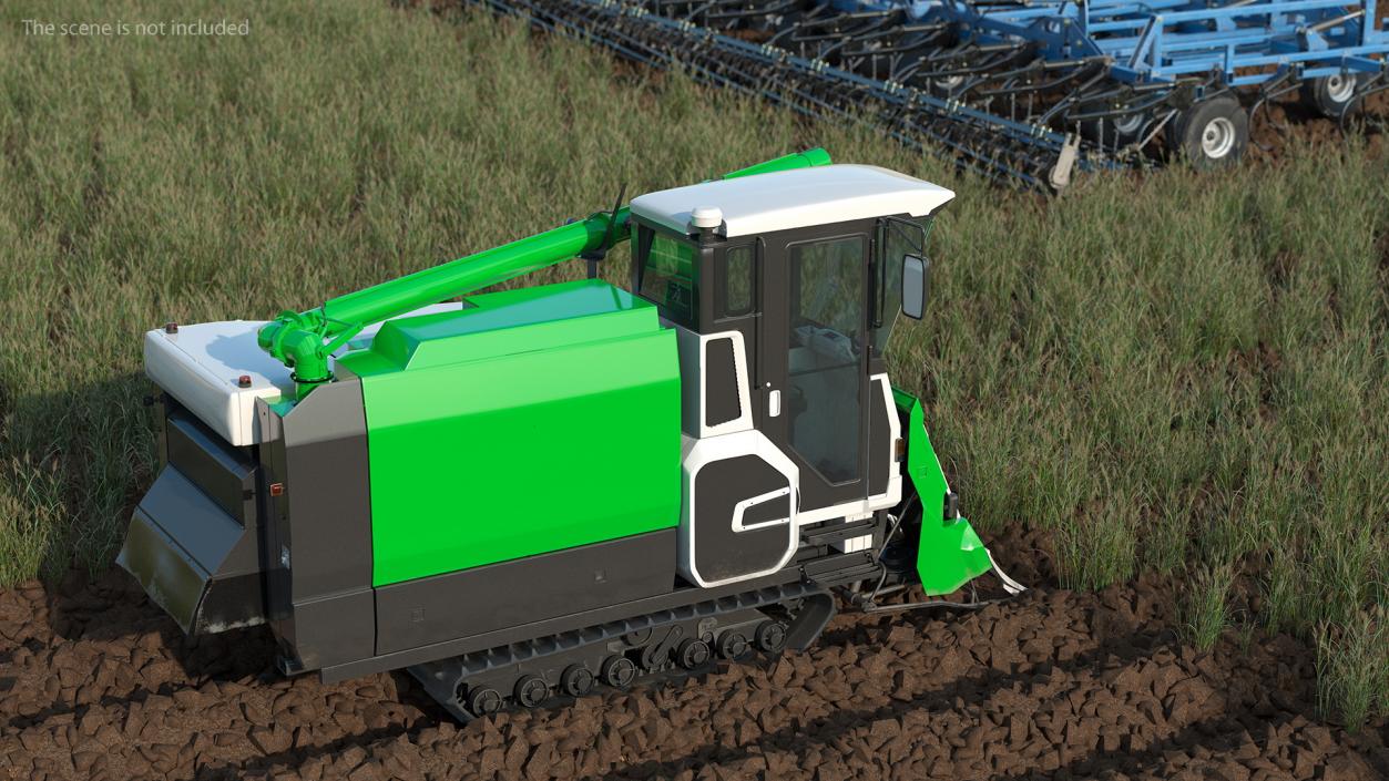 Rice Combine Harvester Rigged 3D model