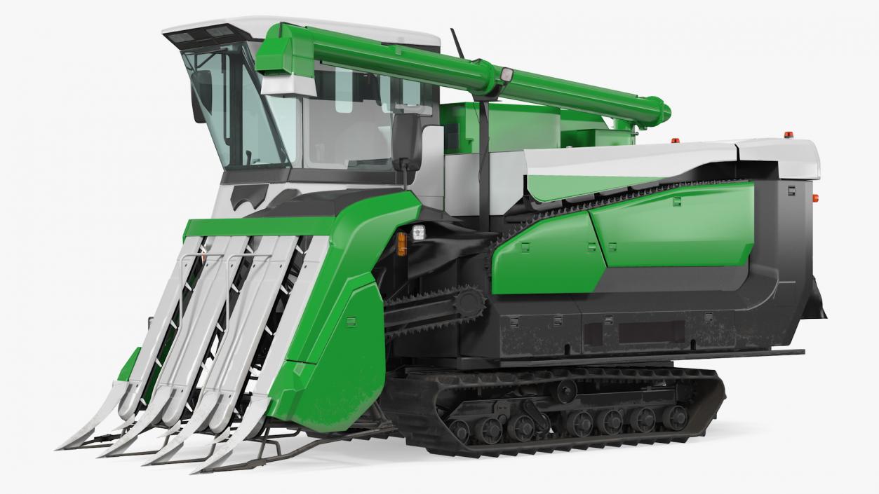 Rice Combine Harvester Rigged 3D model