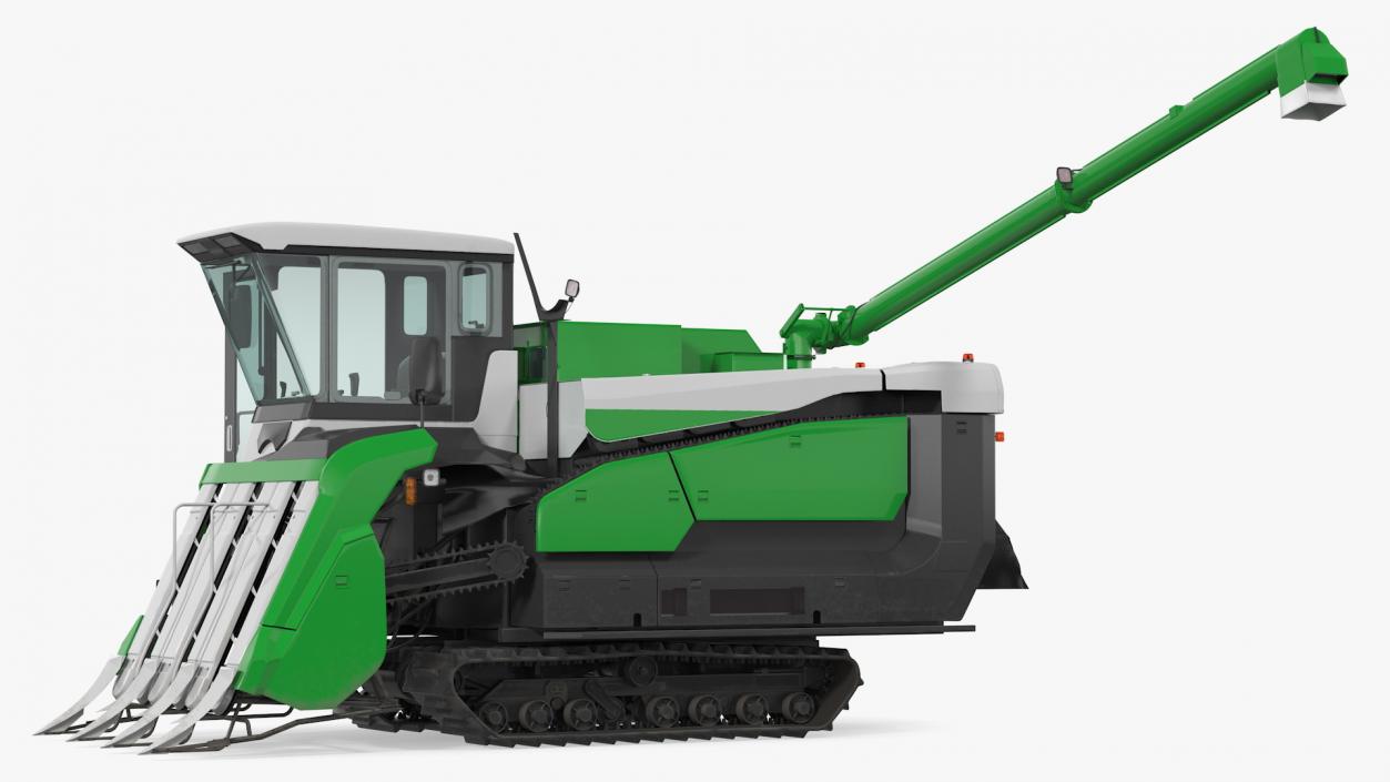 Rice Combine Harvester Rigged 3D model