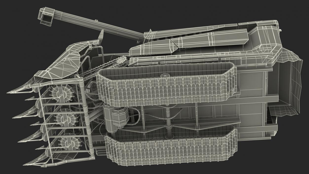 Rice Combine Harvester Rigged 3D model