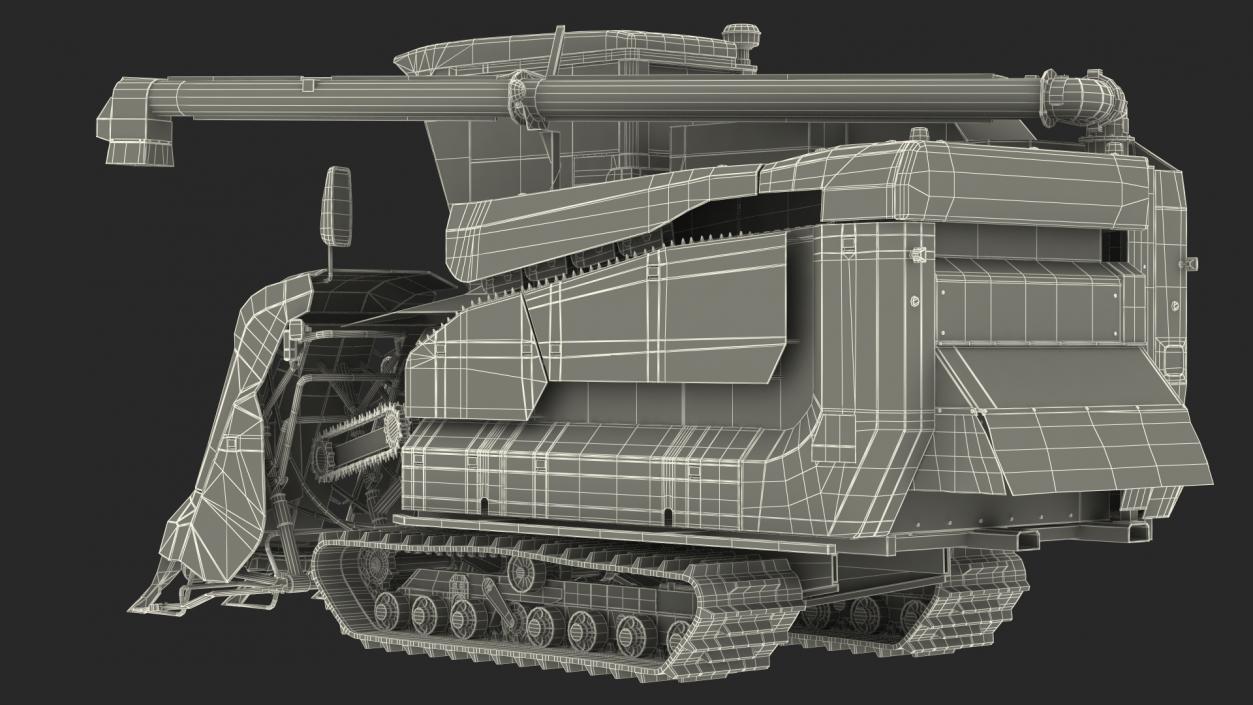 Rice Combine Harvester Rigged 3D model