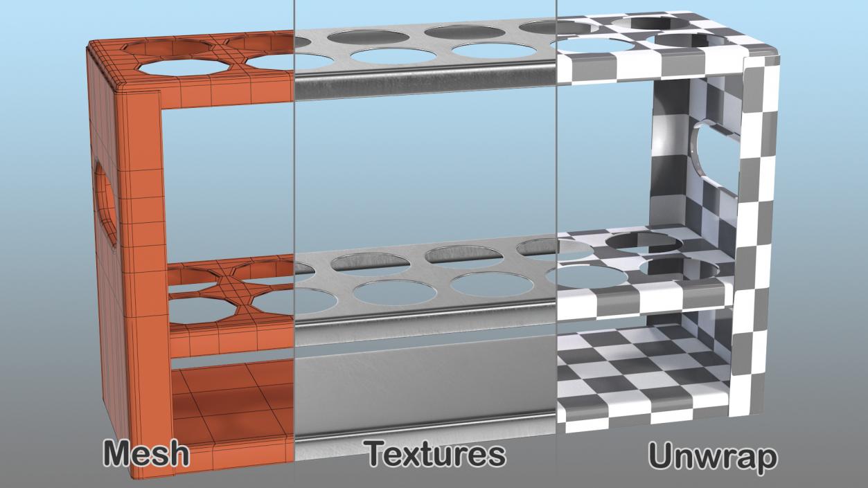 3D model Stainless Steel Test Tube Rack