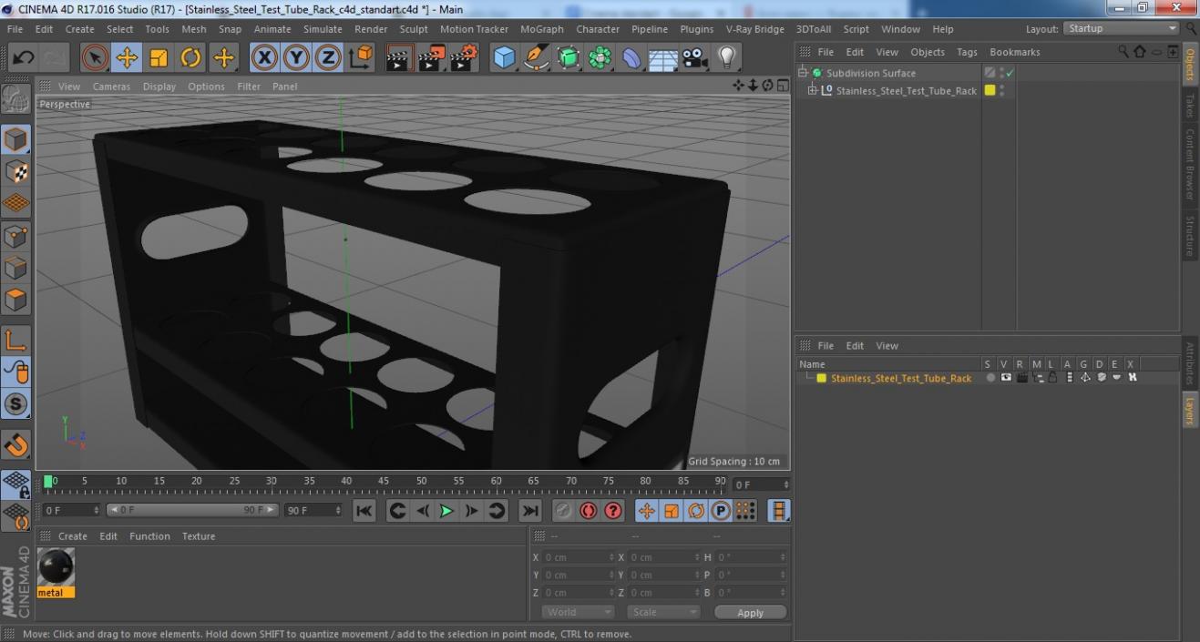 3D model Stainless Steel Test Tube Rack