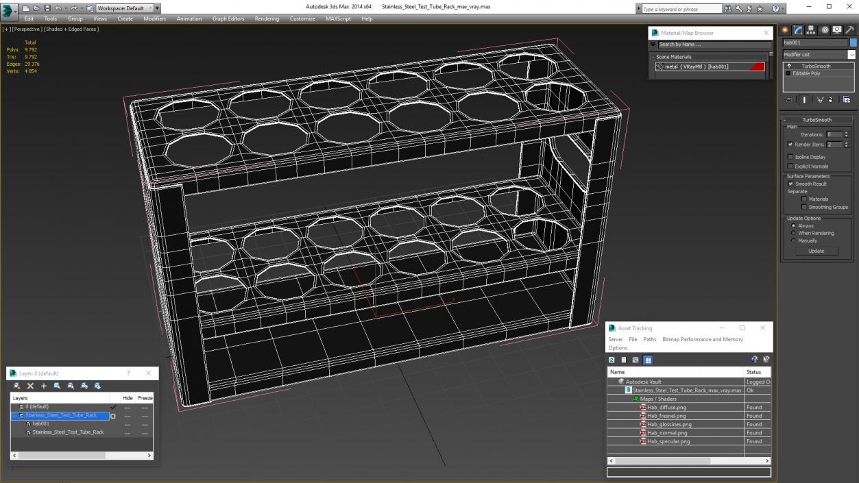 3D model Stainless Steel Test Tube Rack