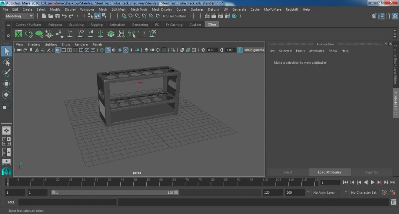 3D model Stainless Steel Test Tube Rack