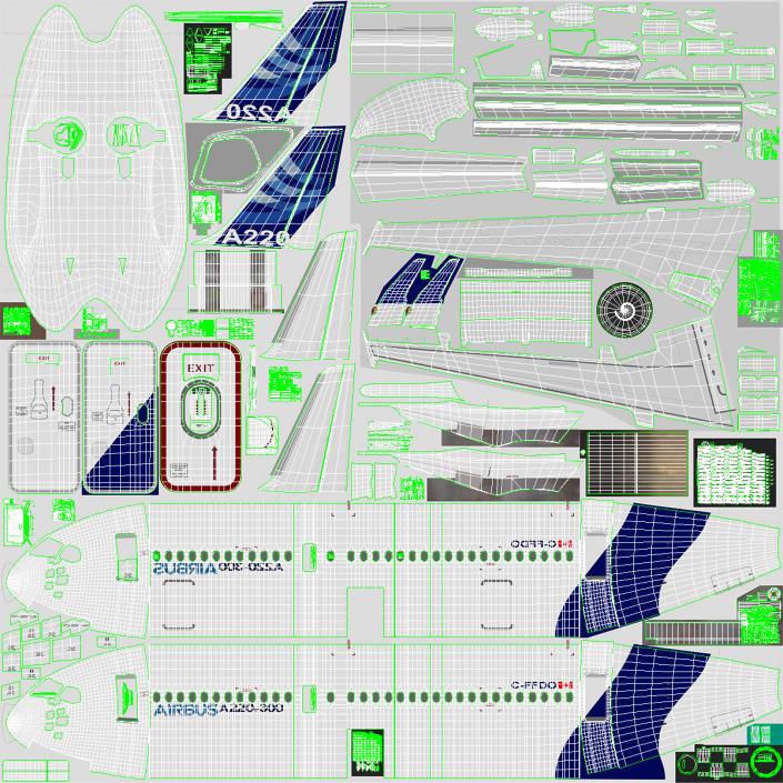 3D Airbus A220 300 Simple Interior