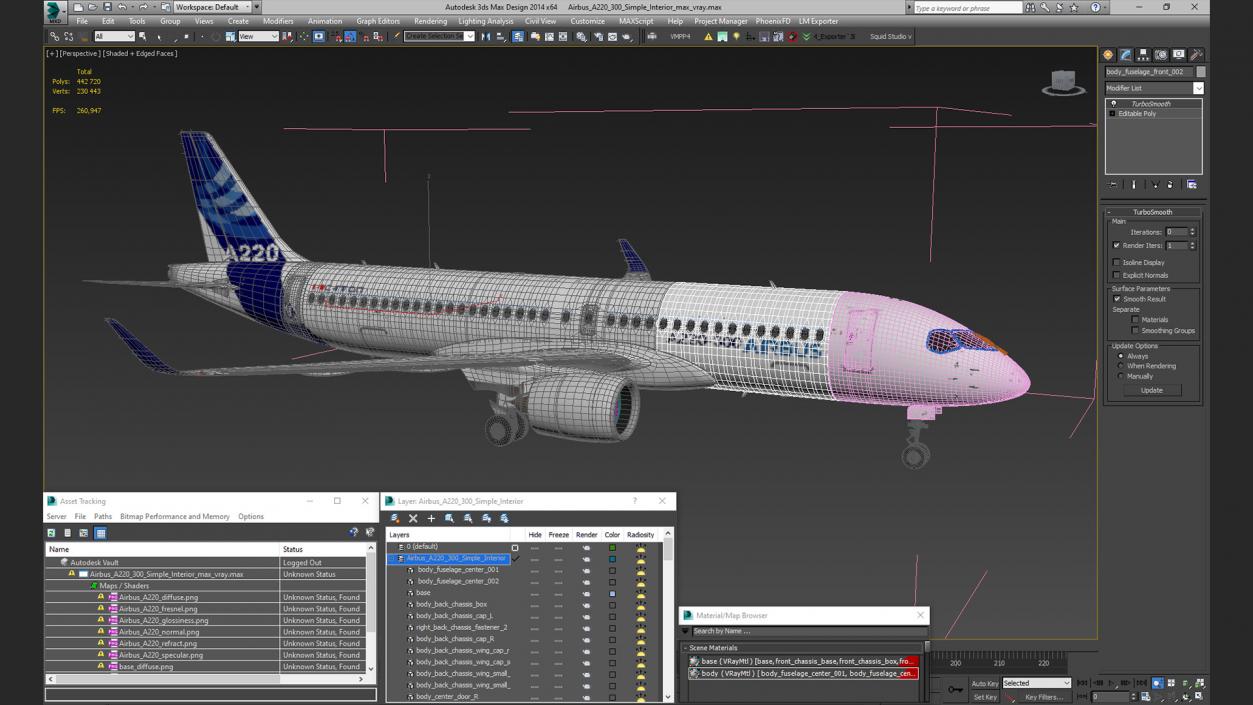 3D Airbus A220 300 Simple Interior