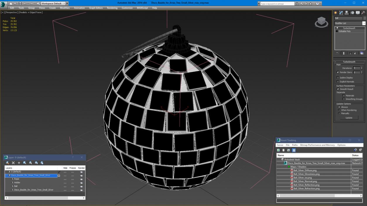 Disco Bauble for Xmas Tree Small Silver 3D model