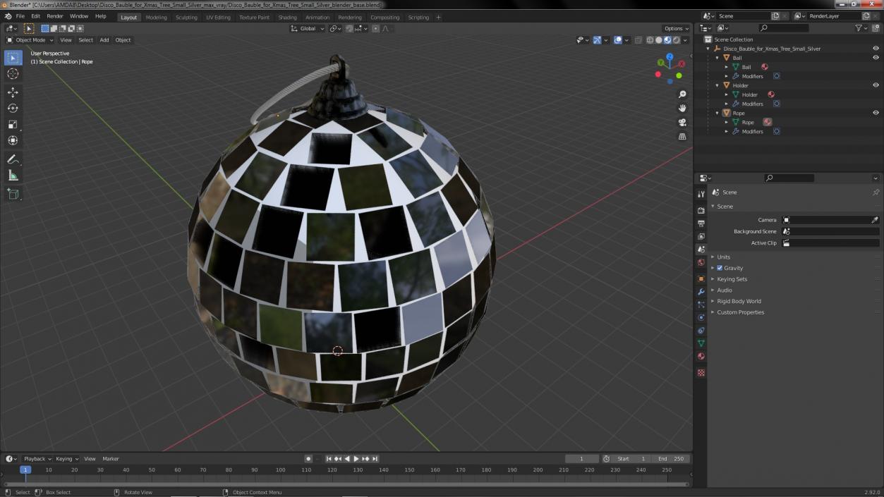 Disco Bauble for Xmas Tree Small Silver 3D model