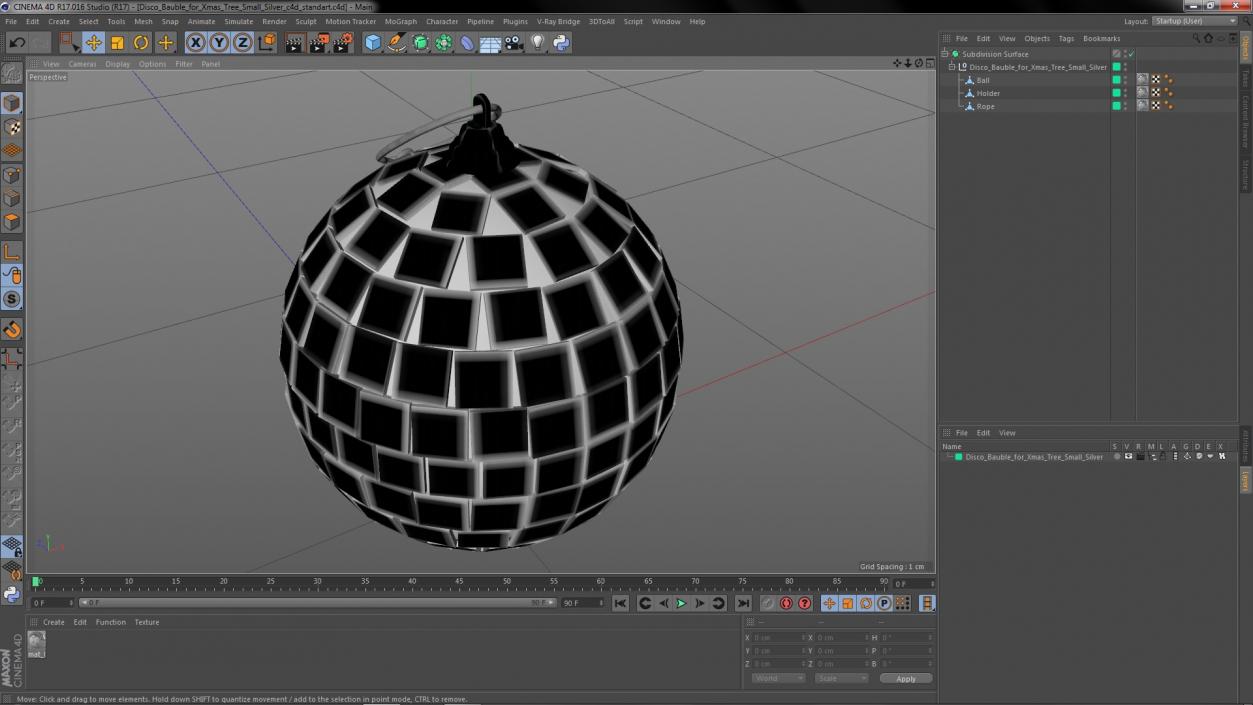 Disco Bauble for Xmas Tree Small Silver 3D model