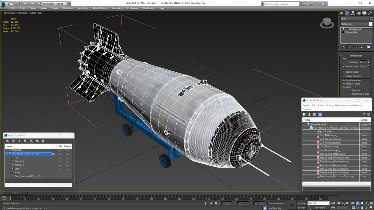 Tsar Bomba AN602 on Cart 3D model