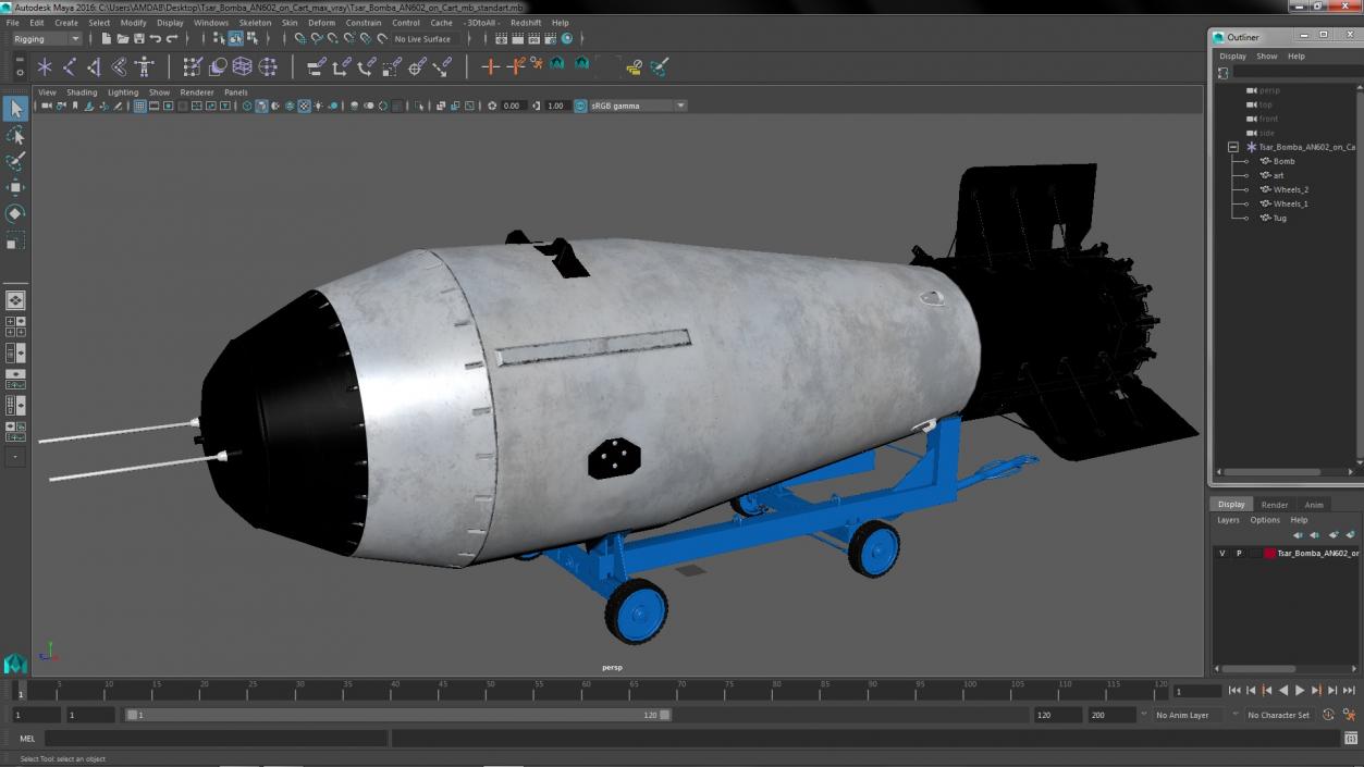 Tsar Bomba AN602 on Cart 3D model