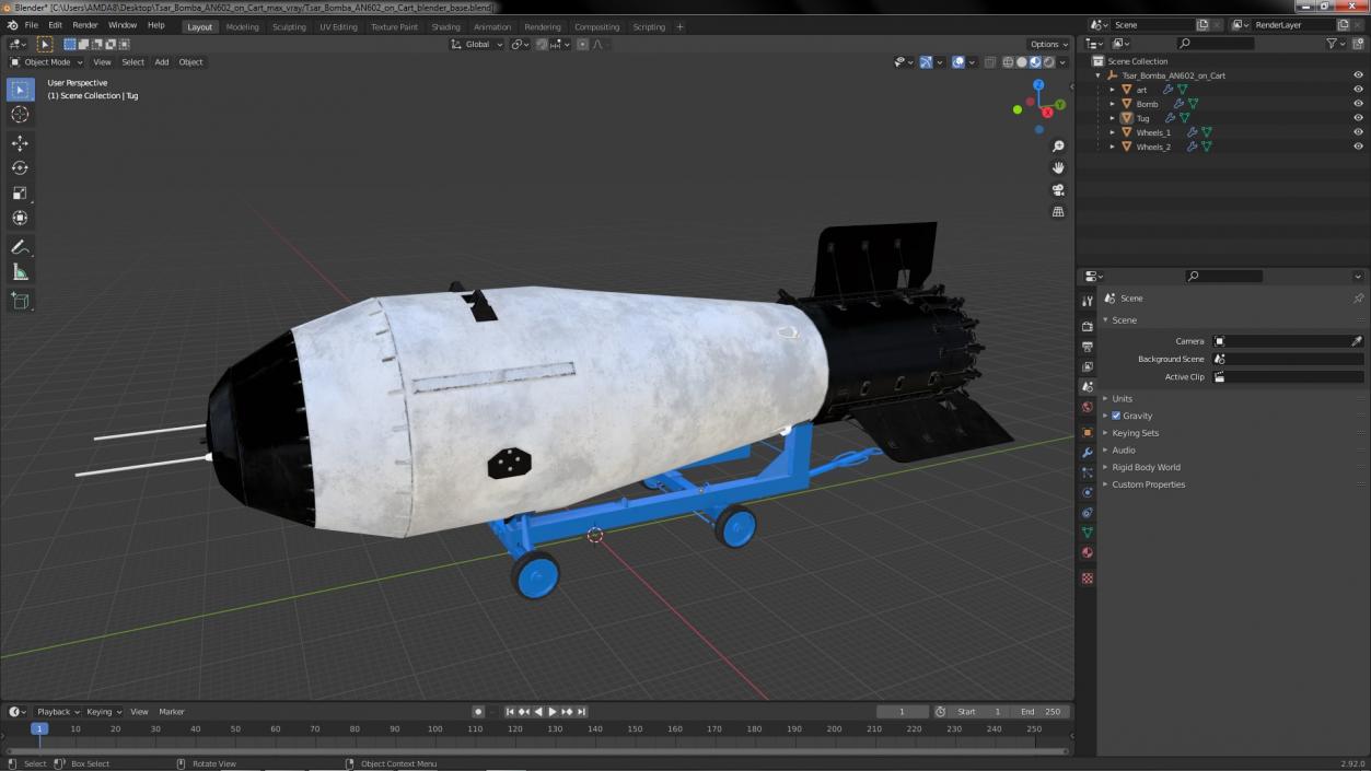 Tsar Bomba AN602 on Cart 3D model