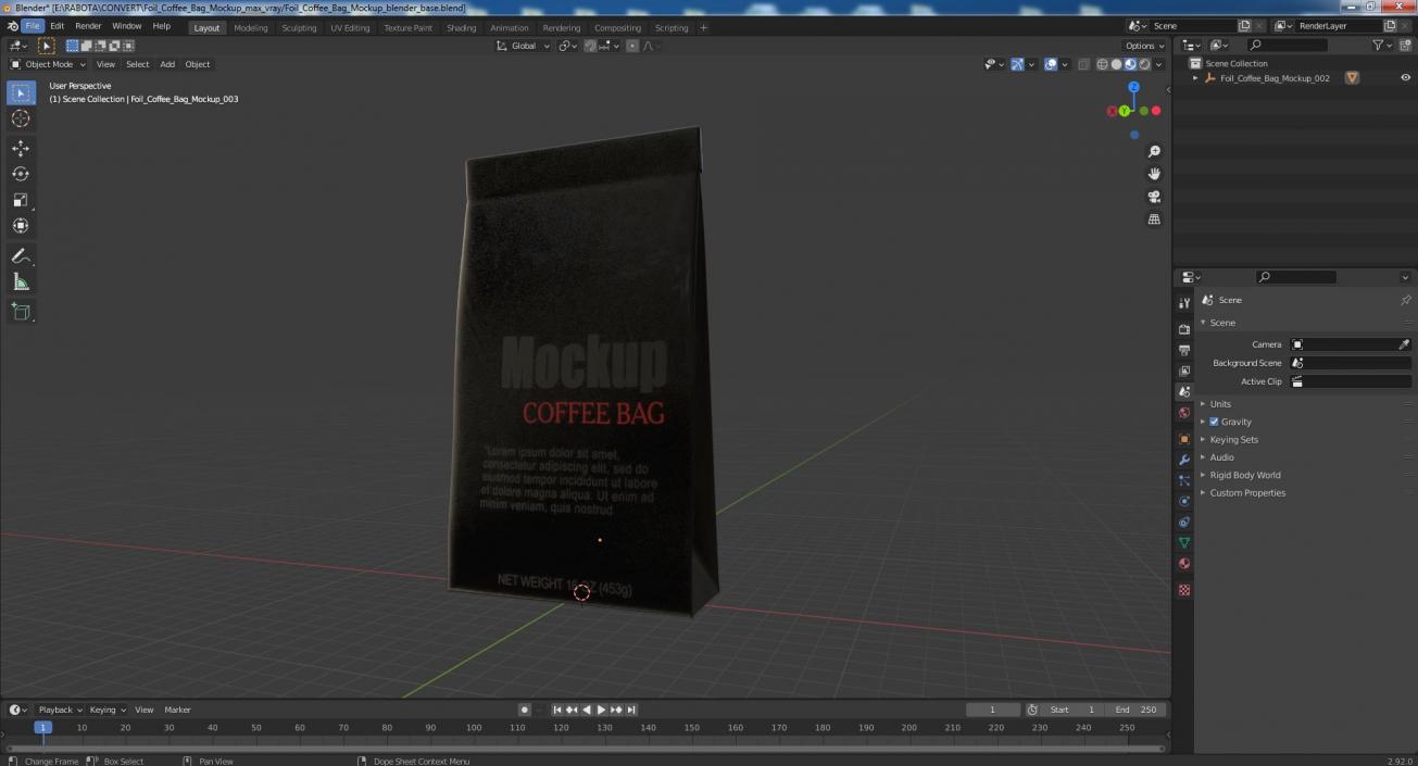 Foil Coffee Bag Mockup 3D