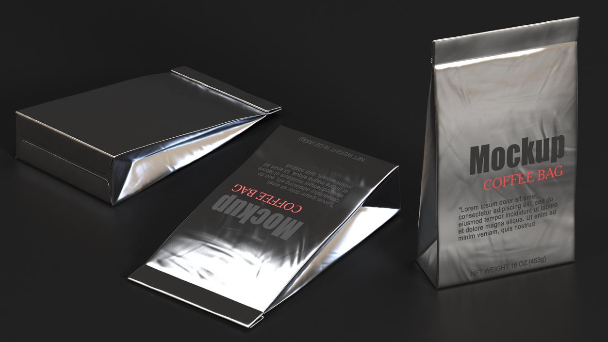 Foil Coffee Bag Mockup 3D