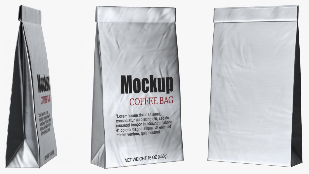 Foil Coffee Bag Mockup 3D